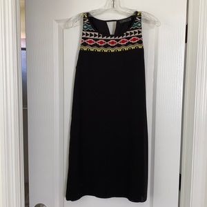 Crepe mini dress with Aztec design
